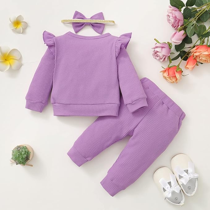 Mioglrie Baby Girl Clothes Infant Toddler Girls Fall Winter Outfits Sweatshirts Clothing Set 3 6 12 18 24 Month 2T 3T