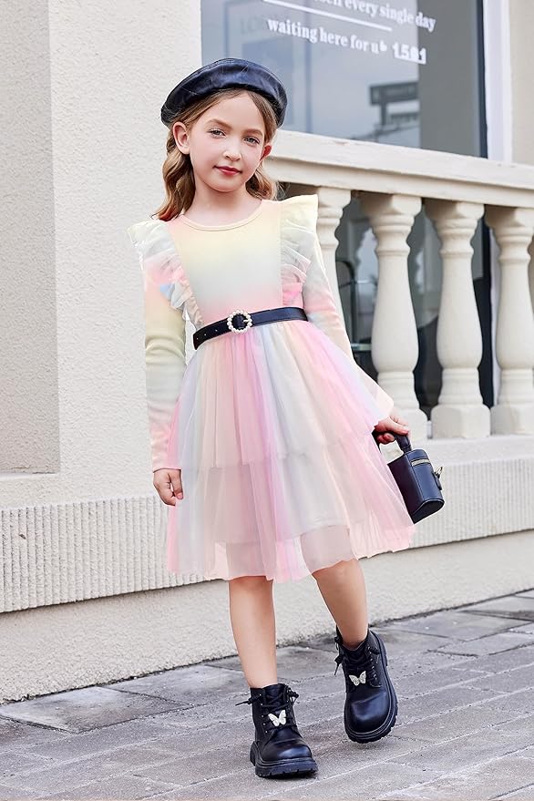 Arshiner Toddler Dress Baby Girls Tutu Tiered Formal Party Sequin Tulle Dresses Fall Winter Clothes for 1-6 Years