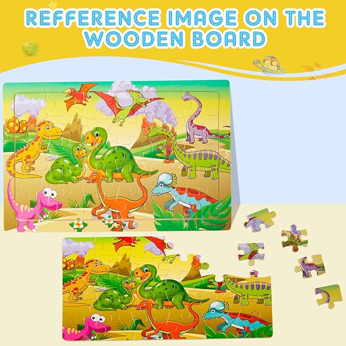 18 Pack 30 Pieces Puzzles for Kids Ages 3-8 Wooden Toddler Puzzles Ages 3-5 Educational Learning Toys Set for Kids Boys and Girls