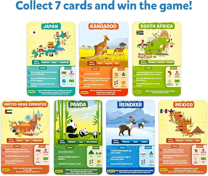 Skillmatics Card Game - Guess in 10 Animals & Countries, Perfect for Boys, Girls, Kids, and Families Who Love Toys, Travel Games, Gifts for Ages 6, 7, 8, 9