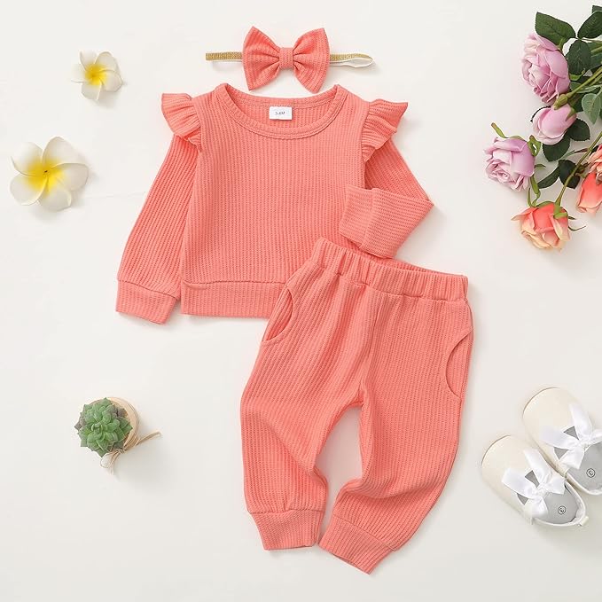 Mioglrie Baby Girl Clothes Infant Toddler Girls Fall Winter Outfits Sweatshirts Clothing Set 3 6 12 18 24 Month 2T 3T