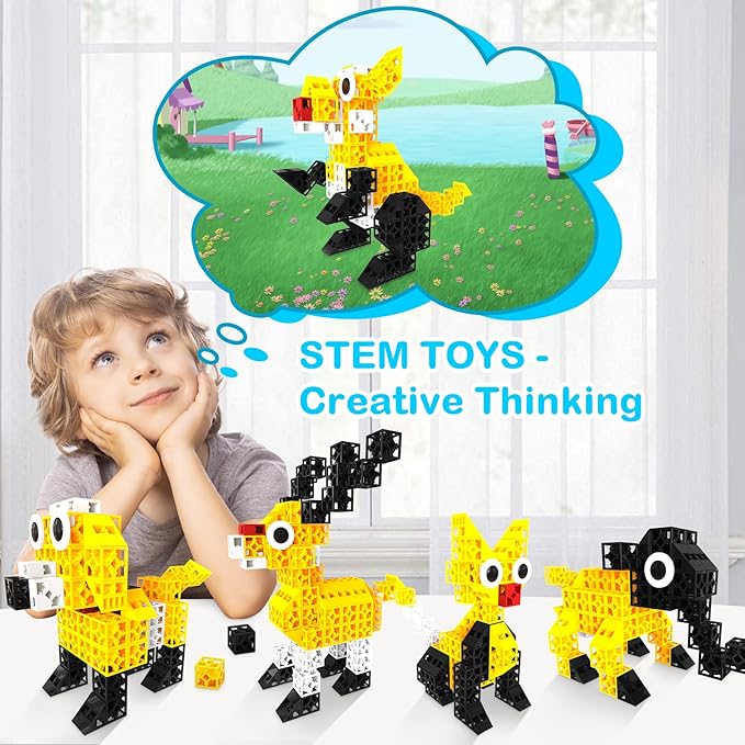 150 PCS Building Blocks for Toddlers, STEM Blocks for Toddlers 4-8, Educational Baby Blocks Sensory Toy for Preschooler to Improve Imagination, Creativity, Hands-on Ability