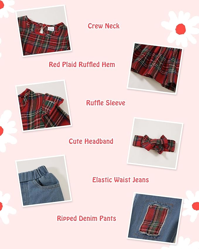 Mioglrie Toddler Baby Girl Clothes 2T 3T 4T 12 18 24 Months Toddler Fall Winter Girls Outfit Jeans Pants Clothing Set