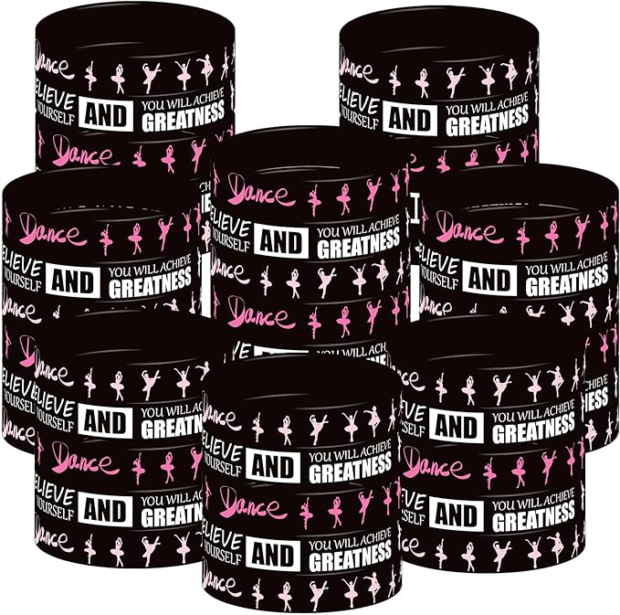 48 Pieces Ballet Party Wristbands Rubber Bracelets - Ballet Dance Birthday Party Favors Supplies Decorations Girl Party Goodie Bag Favor Stuffer Stretchable Silicone Wristband