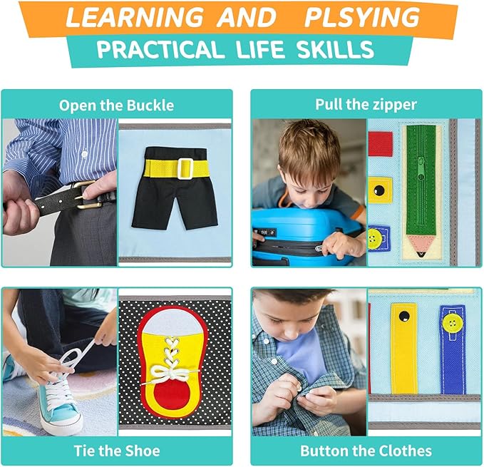 Quiet Book for Toddlers, Busy Book Montessori Toys with Preschool Learning Educational Activities for Boys & Girls,Toddler Book Activity for Car Travel Must Have Trip Essential