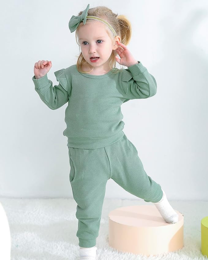 Mioglrie Baby Girl Clothes Infant Toddler Girls Fall Winter Outfits Sweatshirts Clothing Set 3 6 12 18 24 Month 2T 3T