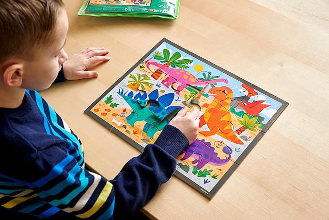 Mudpuppy Mighty Dinosaurs β 12 Piece Puzzle with Reusable Zipper Pouch Featuring Colorful and Fun Illustrations of Prehistoric Dinosaurs Perfect for Easy Storage and Travel