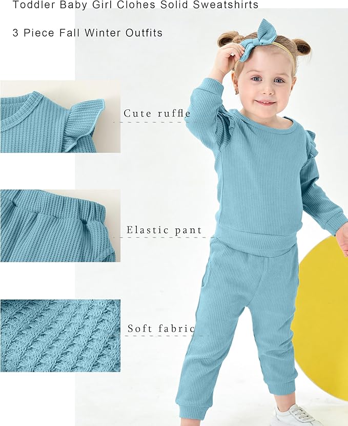 Mioglrie Baby Girl Clothes Infant Toddler Girls Fall Winter Outfits Sweatshirts Clothing Set 3 6 12 18 24 Month 2T 3T
