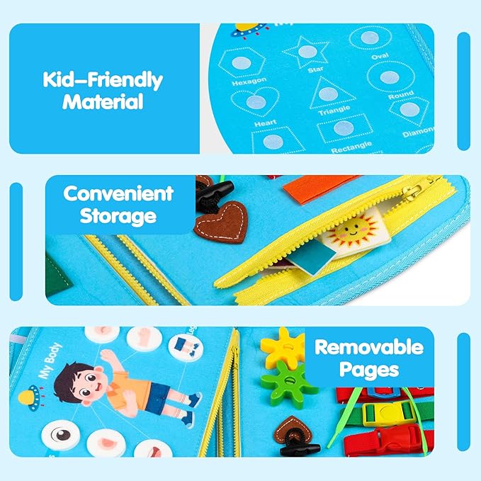 Toddler Busy Board Montessori Toys for 1 2 3 4 Year Old Boys Birthday Gifts - Educational Learning Busy Book Sensory Toys for Toddlers 1-3 - Airplane Car Travel Activities Toys for Kids Ages 2-4