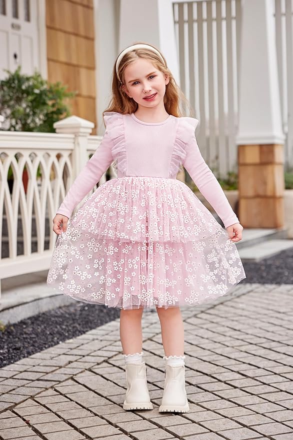 Arshiner Toddler Dress Baby Girls Tutu Tiered Formal Party Sequin Tulle Dresses Fall Winter Clothes for 1-6 Years