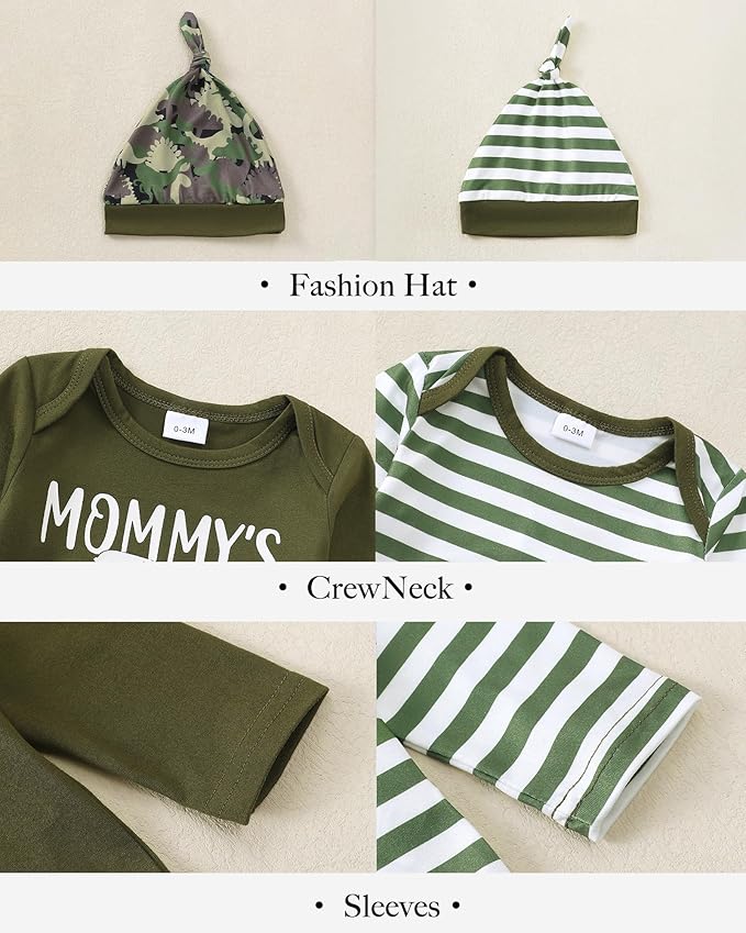 Newborn Baby Boy Clothes Infant Boys Outfits Romper 2-Pack Cute Baby Boy Pants Set Hat 0 3 6 9 12 18 Months
