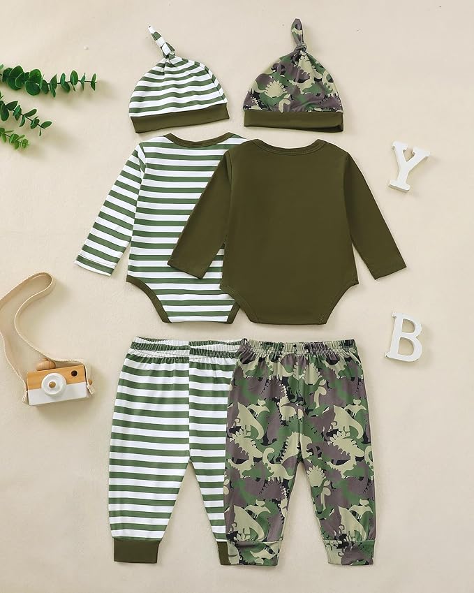 Newborn Baby Boy Clothes Infant Boys Outfits Romper 2-Pack Cute Baby Boy Pants Set Hat 0 3 6 9 12 18 Months