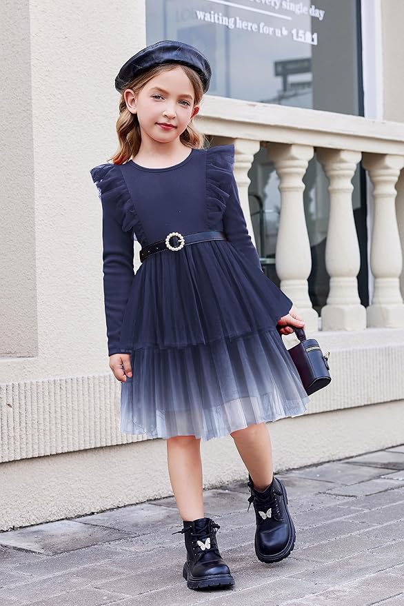 Arshiner Toddler Dress Baby Girls Tutu Tiered Formal Party Sequin Tulle Dresses Fall Winter Clothes for 1-6 Years
