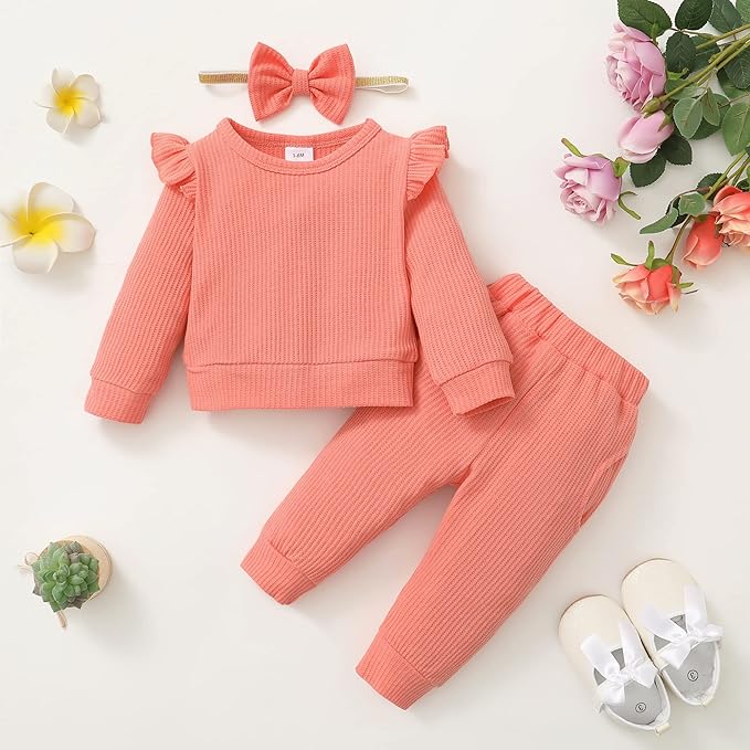 Mioglrie Baby Girl Clothes Infant Toddler Girls Fall Winter Outfits Sweatshirts Clothing Set 3 6 12 18 24 Month 2T 3T