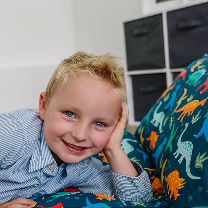 Wildkin Kids Floor Lounger: Ideal for Boys and Girls, Travel-Friendly, Perfect for Sleepovers - Pillow Lounger for Kids, Requires Standard Size Pillows Not Included (Jurassic Dinosaurs)
