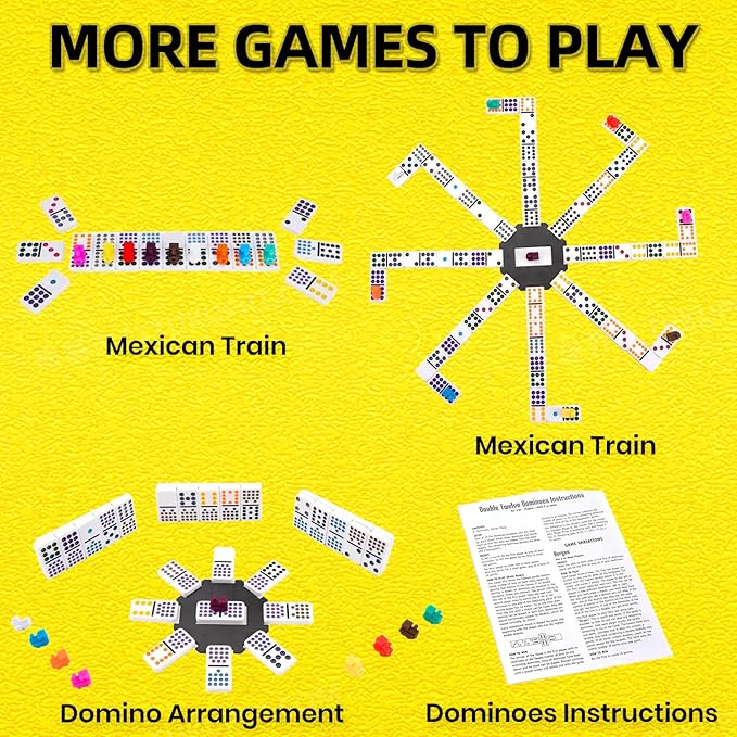 Mexican Train Dominoes Set Double 15,Double Fifteen Dominoes with 136 Tiles,Dot Dominos for Adults Family Board Games with Lightweight EVA Case Portable for Travel Camping