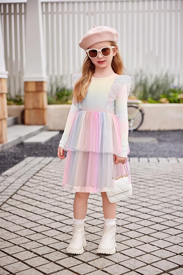 Arshiner Toddler Dress Baby Girls Tutu Tiered Formal Party Sequin Tulle Dresses Fall Winter Clothes for 1-6 Years