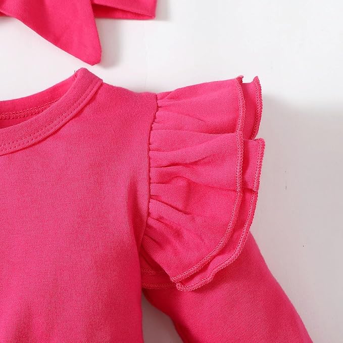 Baby Girl Ruffle Sleeve Romper Dress Outfit Newborn Princess Tulle Dresses Infant Jumpsuit Tutu Skirt Set Clothes