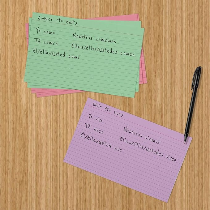 Amazon Basics Ruled Color Index Cards, 300 Count/Cards, Assorted, 5 x 8 in