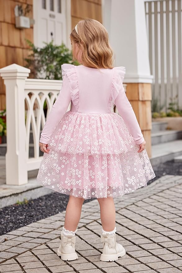 Arshiner Toddler Dress Baby Girls Tutu Tiered Formal Party Sequin Tulle Dresses Fall Winter Clothes for 1-6 Years