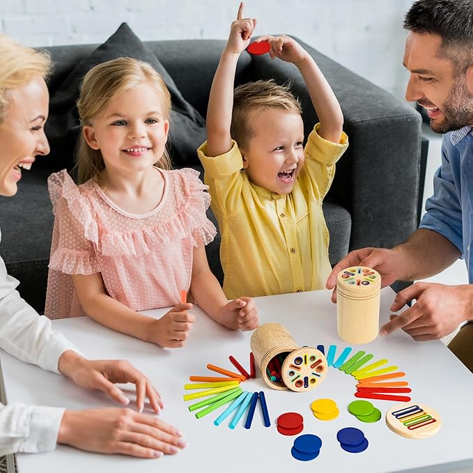 Montessori Toys for 1 2 3 Year Old: 3-in-1 Wooden Color Sorting Toys for Toddlers 1-3, Educational Fine Motor Skills Learning Toys, Preschool Baby Boys Girls Gifts for 18 Month Christmas Birthday