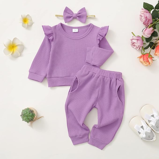 Mioglrie Baby Girl Clothes Infant Toddler Girls Fall Winter Outfits Sweatshirts Clothing Set 3 6 12 18 24 Month 2T 3T
