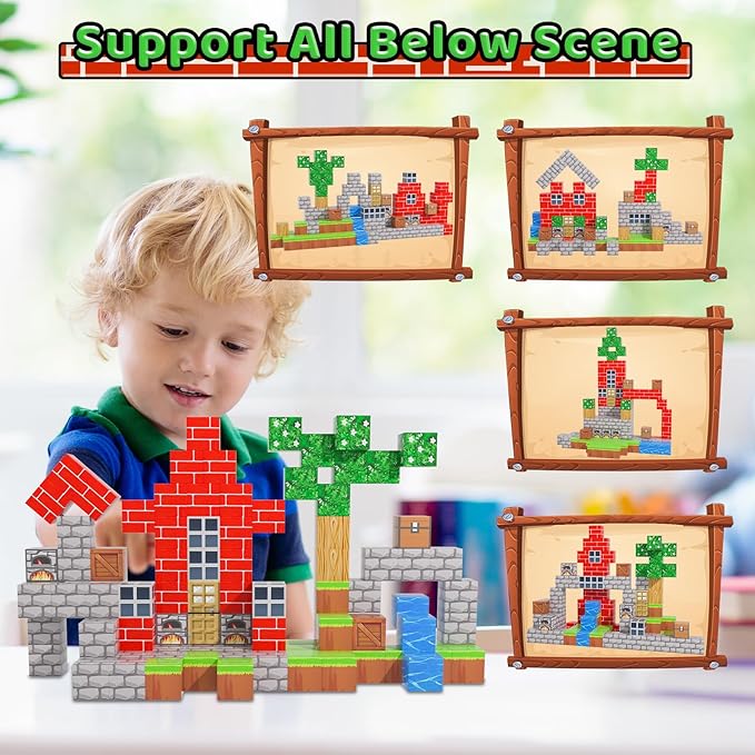 Magnetic Blocks - 100PCS Toy Build Set, Magnetic Building Blocks STEM Sensory Toys, Creative Kids Gift for 3+ Year Old Boys Girls (City)