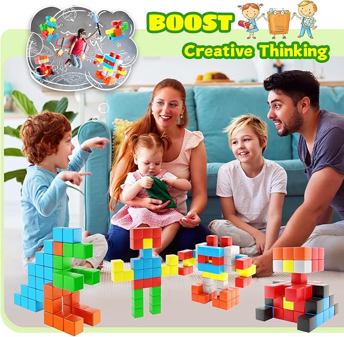 40pcs Magnetic Blocks for Toddler Toys, Large Magnetic Cubes Building Blocks Classroom Must Haves, STEM Preschool Montessori Sensory Magnet Toys for 3 4 5 6 Year Old Boys and Girls