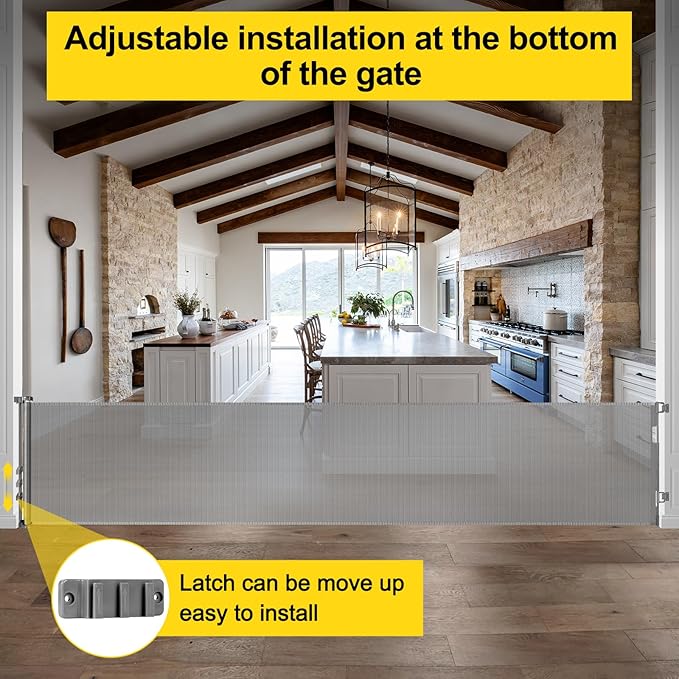 175 Inch Extra Wide Retractable Dog Gates 33" Tall Retractable Baby Gates for Wide Openings Extra Long Mesh Baby Gate Super Wide Gate for Kids or Pets Extra Large Dog Gate for Indoor Outdoor (Grey)