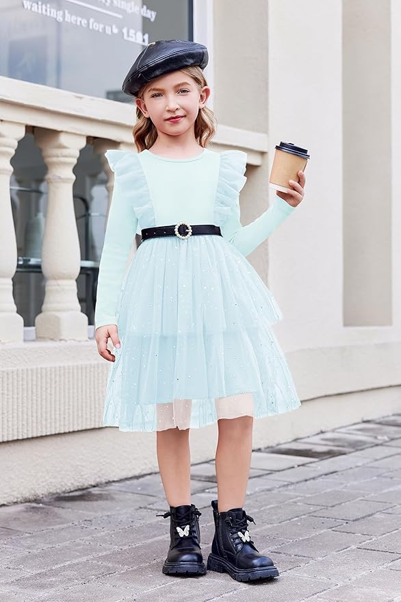 Arshiner Toddler Dress Baby Girls Tutu Tiered Formal Party Sequin Tulle Dresses Fall Winter Clothes for 1-6 Years