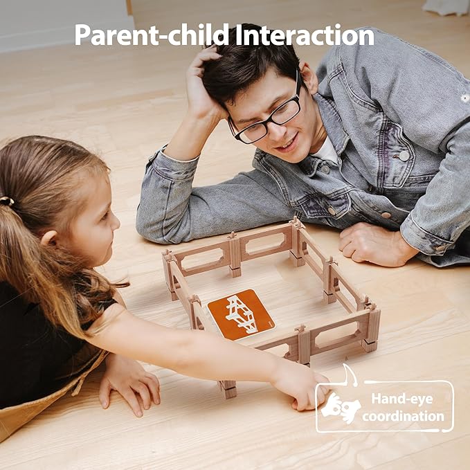 Building Toys, Building Blocks for Toddlers 3-5, Wooden Toy Building Sets Huge-Bridge Montessori Toys Creativity for Kids STEM Learning Toys for Toddlers Preschool Educational Construction Toys Age3+