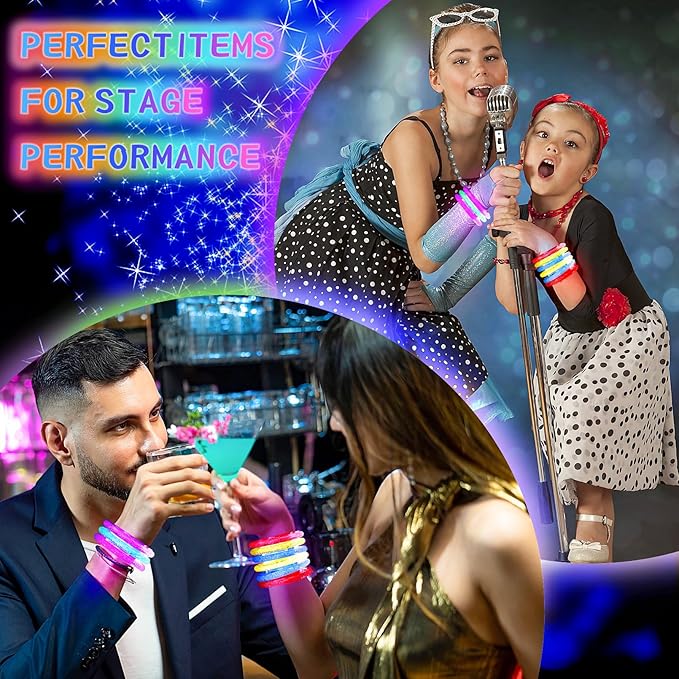 24Pack Glow Bracelets,Glow in The Dark Bracelets Flashing Light Up Bracelets,LED Bracelets Party Supplies Favors Game Gifts for Rave Concert Carnival,6 Color