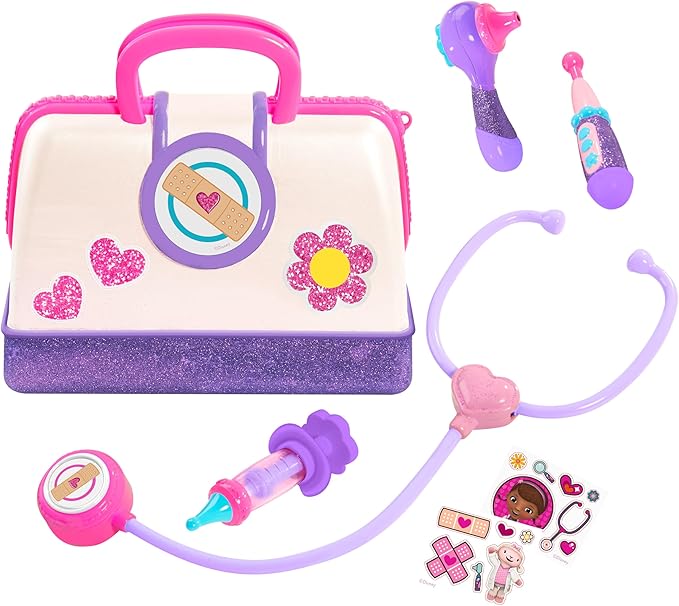 DOC MCSTUFFINS Disney Junior Toy Hospital Doctor's Bag Set, 7-piece Dress Up and Pretend Play Doctor Kit, Officially Licensed Kids Toys for Ages 3 Up
