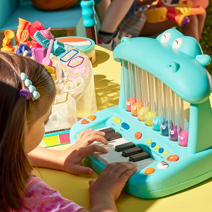 B. toys- Hippo Pop- Musical Toy Keyboard – Play Piano – Songs, Sounds & Lights – Musical Instrument for Toddlers, Kids – 12 Months +