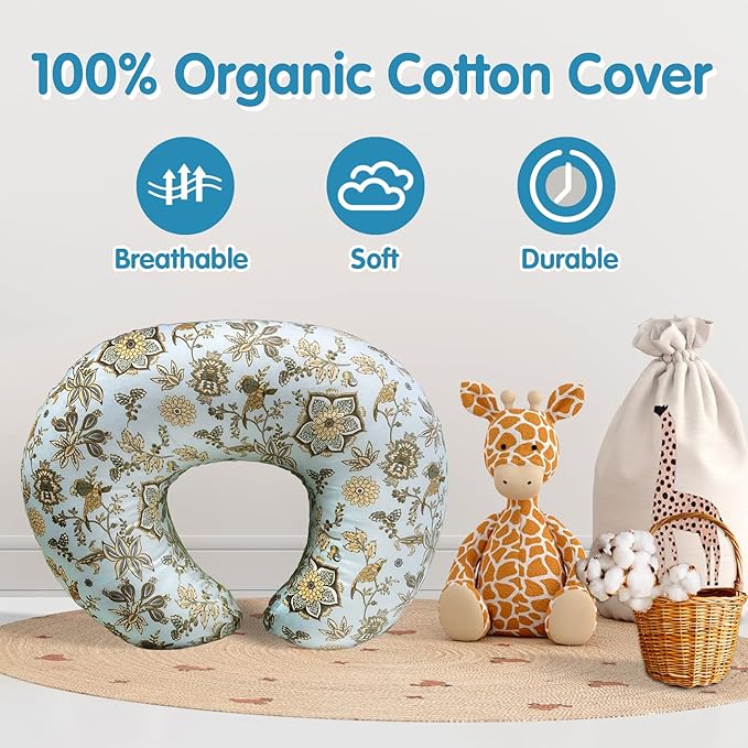 Nursing Pillow, Breastfeeding Pillows with Standard Size Removable Cover, Breast Feeding Pillow with Breathable Filling, Ergonomic Nursing Essentials for Bottle and Breastfeeding- Boho Garden…