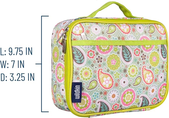Wildkin Kids Insulated Lunch Box Bag for Boys & Girls, Reusable Kids Lunch Box is Perfect for Early Elementary Daycare School Travel, Ideal for Hot or Cold Snacks & Bento Boxes (Spring Bloom)