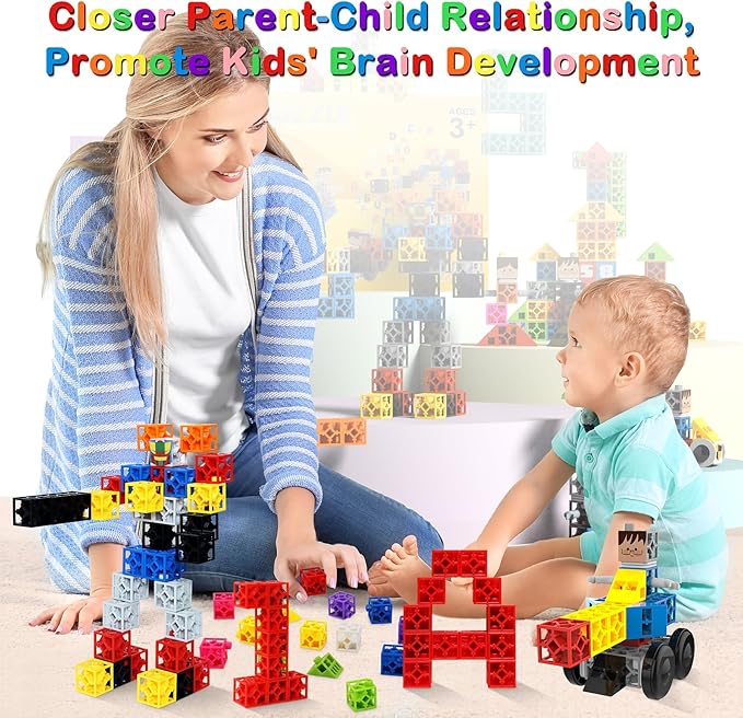 170 PCS Building Blocks, Educational Blocks for Toddlers 3-5, Preschool STEM Toddler Blocks Sensory Toy for Kids to Improve Imagination, Creativity, Hands-on Ability