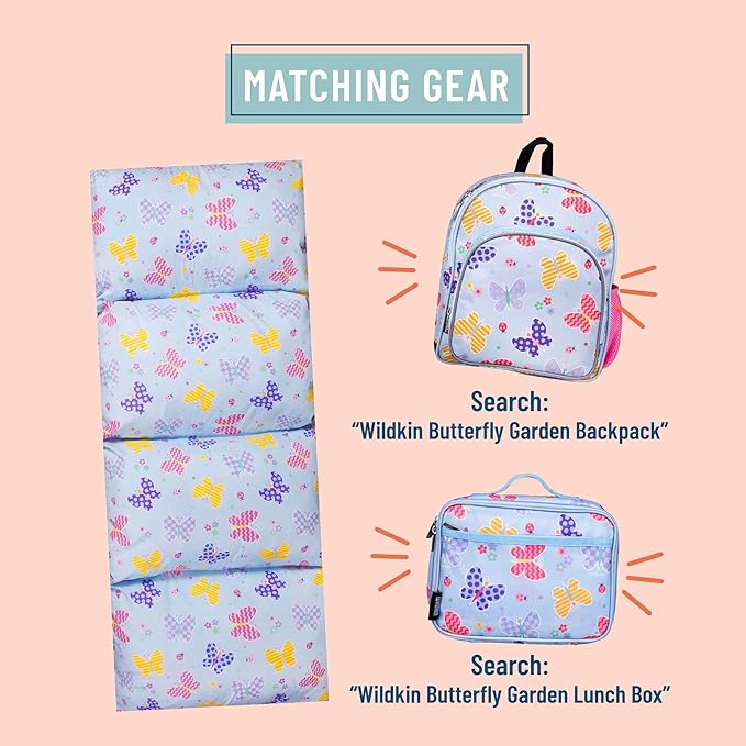 Wildkin Kids Floor Lounger: Ideal for Boys and Girls, Travel-Friendly, Perfect for Sleepovers - Pillow Lounger for Kids, Requires Standard Size Pillows Not Included (Butterfly Garden)