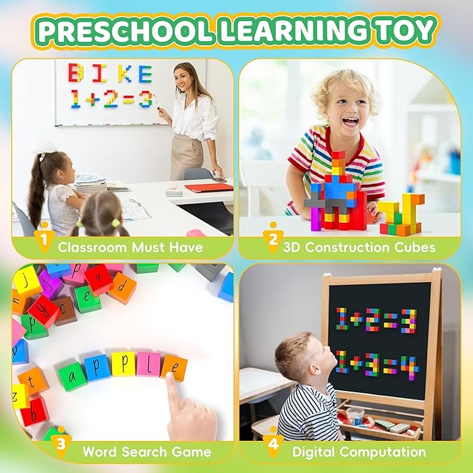 64PCS Magnetic Blocks Set, Magnet Building Blocks with Toy Figurine and Storage Bag for Kids Gifts, STEM Educational Preschool Sensory Toys for Toddlers Boys Girls Ages 3 4 5 6 7 8 +(Bright Color)