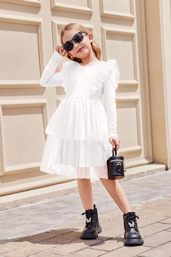 Arshiner Toddler Dress Baby Girls Tutu Tiered Formal Party Sequin Tulle Dresses Fall Winter Clothes for 1-6 Years
