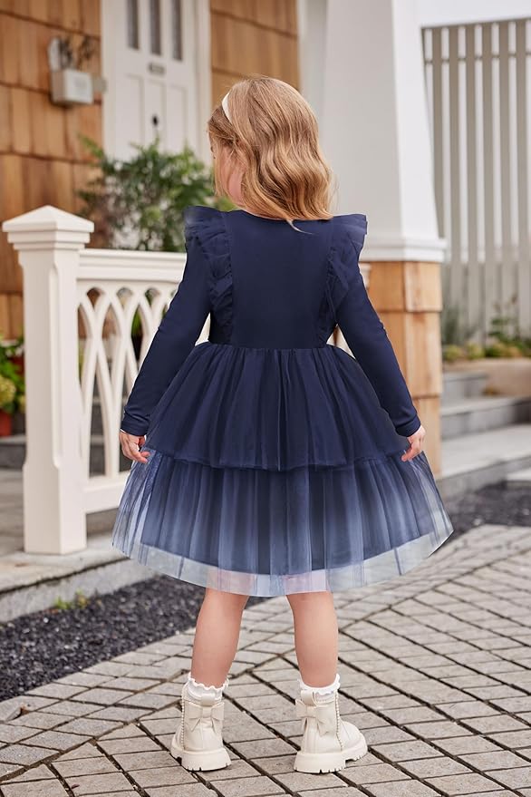 Arshiner Toddler Dress Baby Girls Tutu Tiered Formal Party Sequin Tulle Dresses Fall Winter Clothes for 1-6 Years