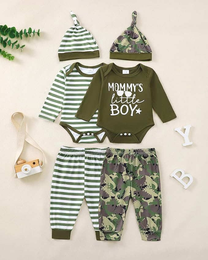 Newborn Baby Boy Clothes Infant Boys Outfits Romper 2-Pack Cute Baby Boy Pants Set Hat 0 3 6 9 12 18 Months