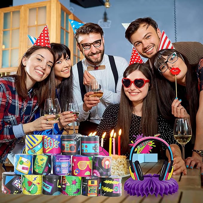 48 PCS 80s 90s Theme Party Favors Slap Bracelets, Wristbands Bracelets for Kids Adults Retro Birthday Party Supplies, Classroom Prizes Rewards Exchanging Gifts