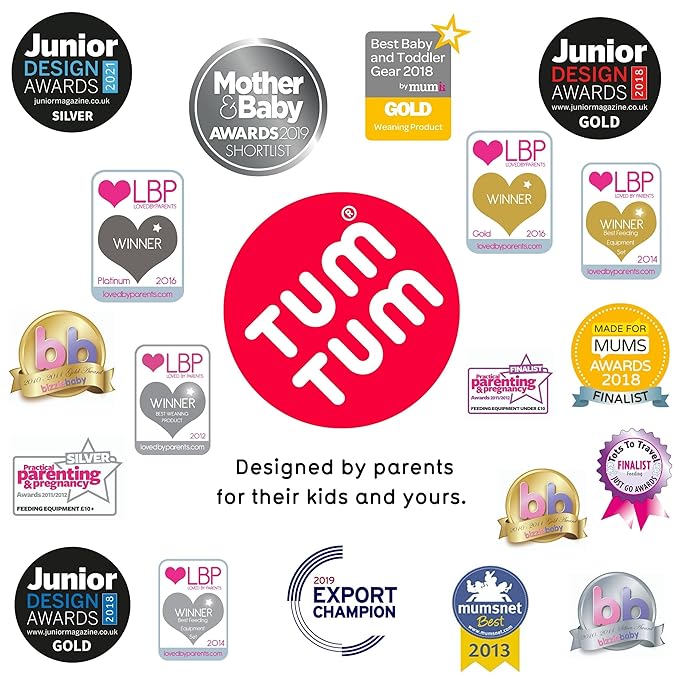 TUM TUM Baby Cutlery with Case, Baby Spoon & Fork Set, Baby Cutlery for Babies, First self Feeding Cutlery, Silicone Baby Spoon & Fork, 6 Months Plus, (Pink)