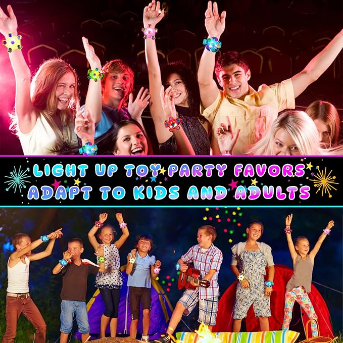 25 Pack LED Fidget Spinner Bracelets Light Up Party Favors for Kids 4-8-12 Valentines Goodie Bag Stuffers Glow in the Dark Party Supplies for Birthday Party Favors