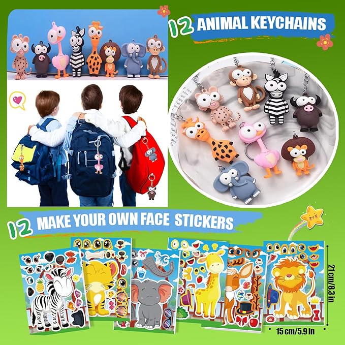 158 pcs Safari Party Favors for 12 kids ,Jungle Safari Birthday Party Supplies, Wild Animal Goodie Bags ,Safari Birthday Decorations Gift Bag Fillers Pinata Stuffers, Wild Animals Themed Party Toys