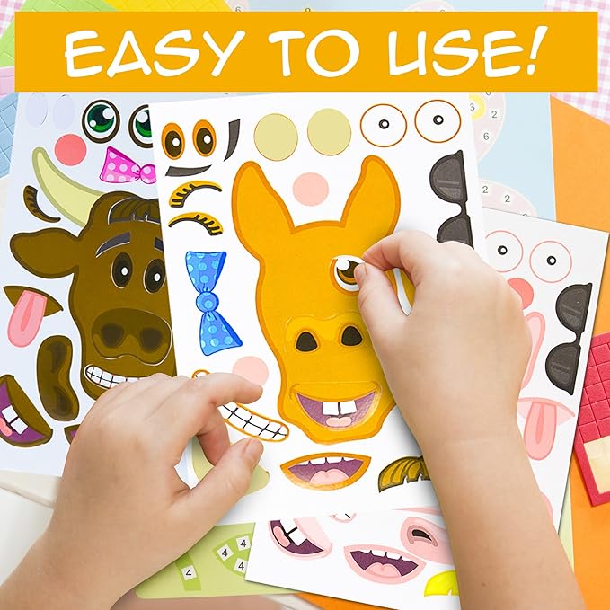 24 Make A Barnyard Farm Animal Stickers - Great Zoo Themed Birthday Party Favors - Fun Craft Project for Children 3+ - Let Your Kids Get Creative & Design Their Favorite Animal Sticker!