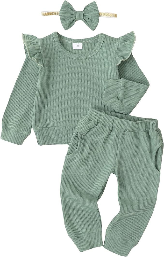 Mioglrie Baby Girl Clothes Infant Toddler Girls Fall Winter Outfits Sweatshirts Clothing Set 3 6 12 18 24 Month 2T 3T