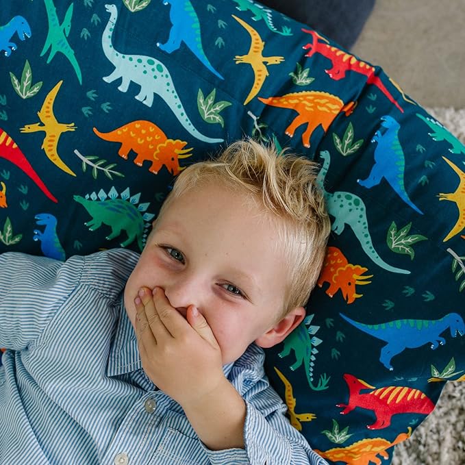 Wildkin Kids Floor Lounger: Ideal for Boys and Girls, Travel-Friendly, Perfect for Sleepovers - Pillow Lounger for Kids, Requires Standard Size Pillows Not Included (Jurassic Dinosaurs)