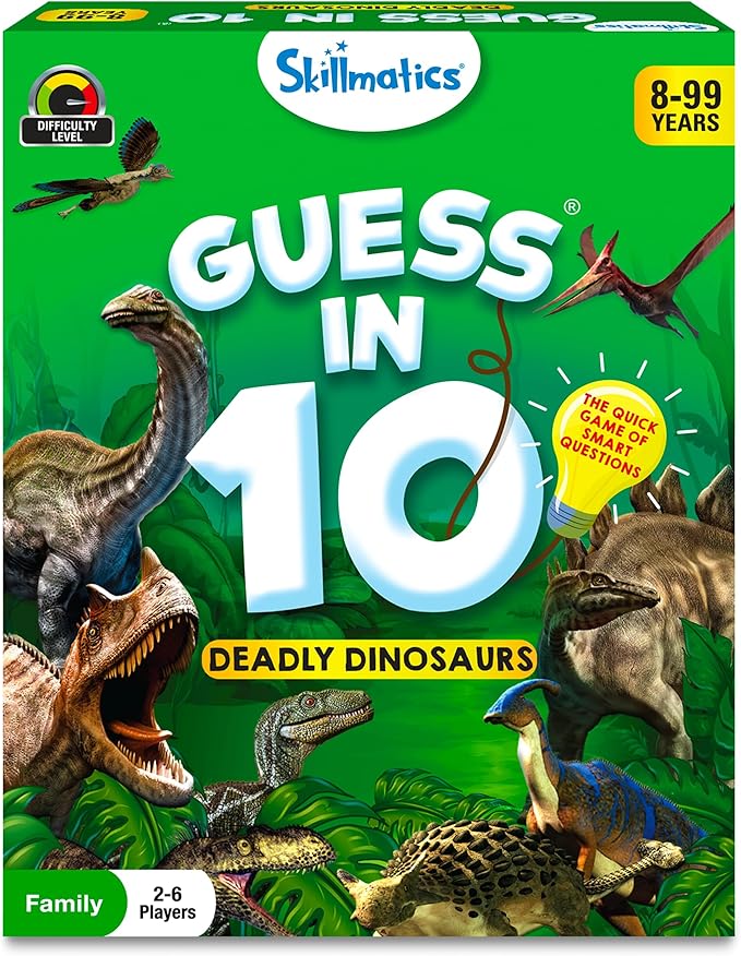 Skillmatics Card Game - Guess in 10 Dinosaurs, Perfect for Boys, Girls, Kids, and Families Who Love Toys, Travel Games, Gifts for Ages 8, 9, 10 & Up